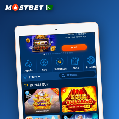 Mostbet Casino jackpot slot machine with coins spilling in purple and gold palette